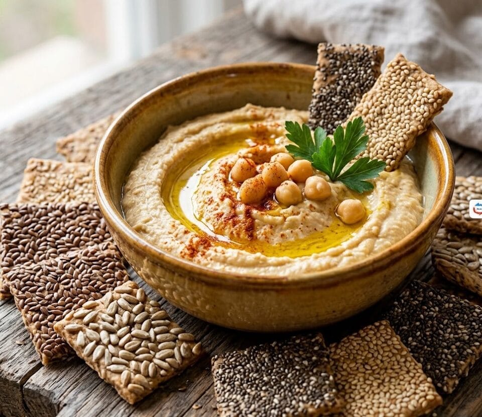 Snack de Sementes e Hummus
